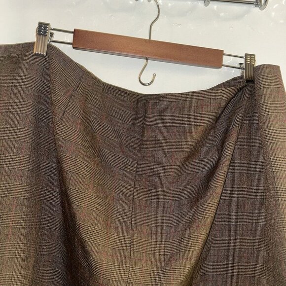 Vintage Giorgio Sant Angelo Brown Plaid Pleated Blazer Skirt Set Women’s 24 W - Picture 7 of 12